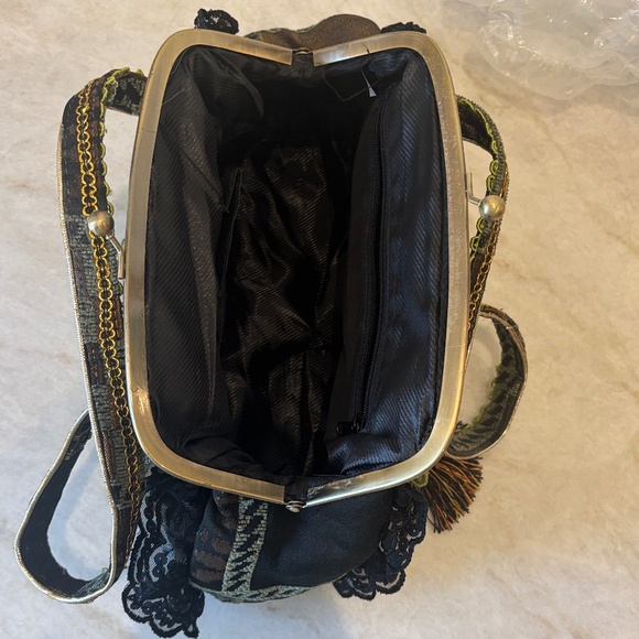 Real French Tapestry Ruffle Floral Bag – One of a Kind, Never Used, Romantic - Picture 9 of 13